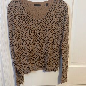 ATM Anthony Thomas Melillo Tan Cream Fitted Long Sleeve Blouse